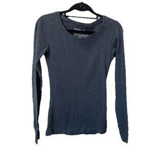 Y2K Campus Crew T-shirt Womens M Fitted Gray Scoop Neck Fairy Grunge 2000s Top
